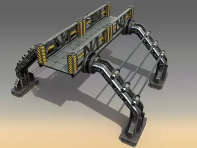Sci-Fi Modular Bridge Low-poly 3D model