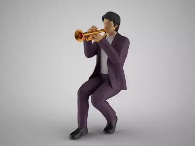 Man Playing Trumpet 3D print model