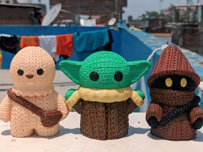 Knitted Starwars chewbacca Baby yoda Jawa 3D print model