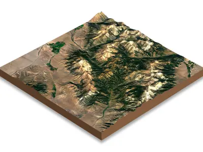 Mountains terrain Low-poly 3D model