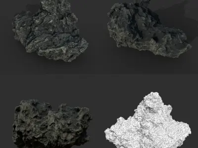 Low poly Lava Rock Photogrammetry 220723 - Ultra HD 16K Textures Low-poly 3D model
