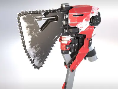 Electric-Axe tool with two blades Low-poly 3D model