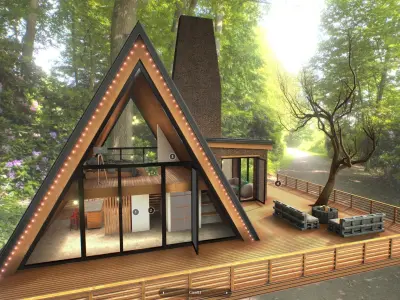 VR cabin in a forest 2023 Low-poly 3D model