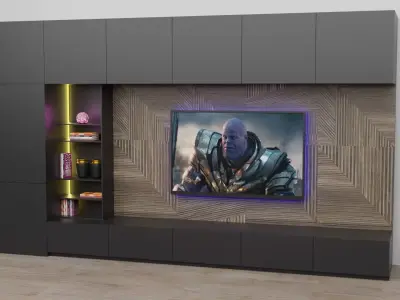 TV Unit with Decors Low-poly 3D model