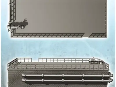 Brick industrial building with staircase and pipework intact ver 3D print model