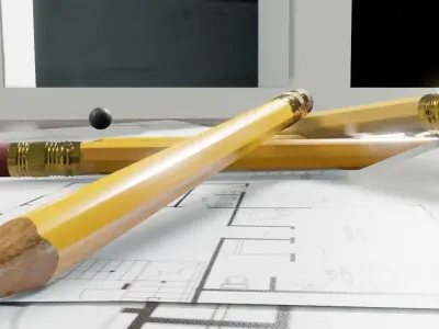 pencils with textures 3D model