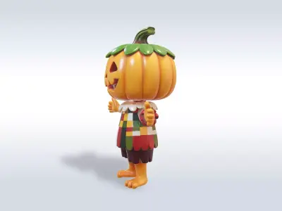 Cheerful Pumpkin Boy Halloween Character 3D model get
