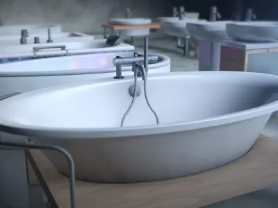 Washbasins toilet bath tap Low-poly 3D model