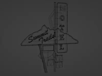 Motel Sign Low-poly 3D model
