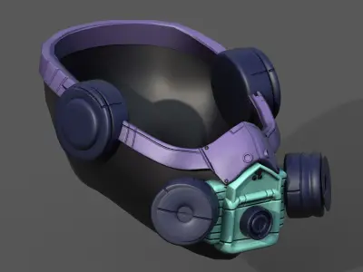 Gas mask respirator scifi futuristic 3d  Low-poly 3D model 45
