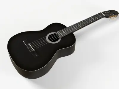 Black Acoustic Guitar 3D model