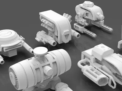 Sci Fi Drones Pack - 6 In 1 - Untextured - Highpoly  3D model