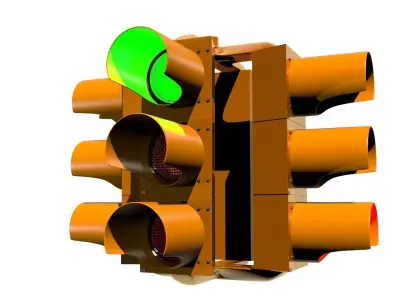 Traffic Light - Four Way 3D model