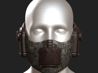 Gas mask respirator scifi futuristic  Low-poly 3D model
