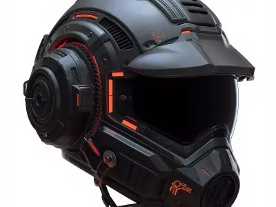 Cyber-Industrial Pilot Helmet 3D Model Low-poly 3D model