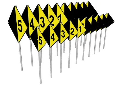 Chevron marker - Sign indicating a sharp curve ahead 01 3D model
