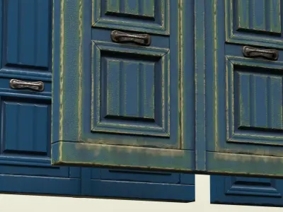 Wooden Painted Entrance Double Door windows Low-poly 3D model