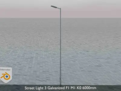 Street Light 3 Galvanized F1 M1 K0 6000mm Low-poly 3D model