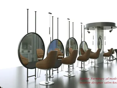  Barber furniture 3d model 3D model