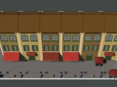 Retro row house 3D model