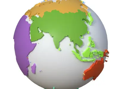 Continents Map Globe Low-poly 3D model