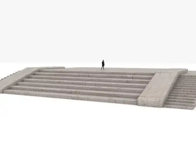 Brutalist Entrance Stairs 25 Low-poly 3D model