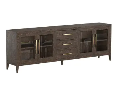 FRENCH CONTEMPORARY GLASS 4-DOOR SIDEBOARD WITH DRAWERS 3D model