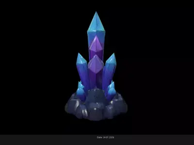Low Poly Stylized Magic Crystal Cluster - Fantasy Ore Low-poly 3D model