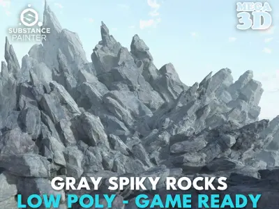 Low poly Gray Spiky Modular Rock 230715 Low-poly 3D model