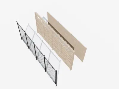 modular fences and walls Low-poly 3D model