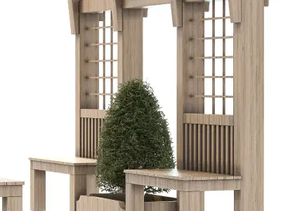 Wooden Garden Arbor 03 3D model