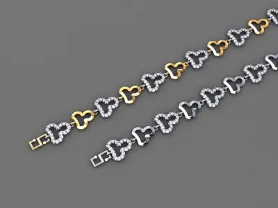 50 Light Weight Chain Bracelet 3dm stl details 1 render Pack 3D print model