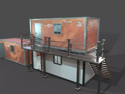 CONSTRUCTION SITE CONTAINER LIVING LOWPOLY PBR GAME READY  Low-poly 3D model