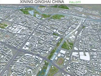Xining Qinghai China 45km AI Low-poly 3D model