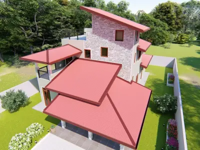 Modern residential building 3D model shop