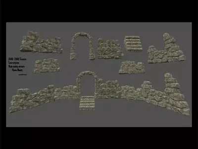 wall set 1 stone Low-poly 3D model