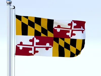 Animated Maryland Flag Low-poly 3D model