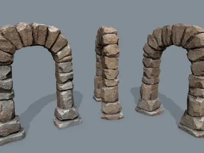 Ruin wall  Low-poly 3D model