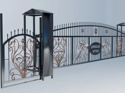 Rail Wrought Iron Garden and Apartment Gate 3D model