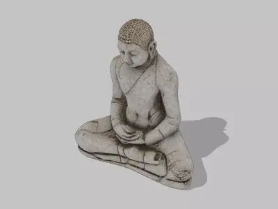 Stone Buddha Statue Low-poly 3D model