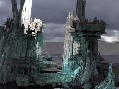 Sci fi Light gravity training arena wall 4 3D model