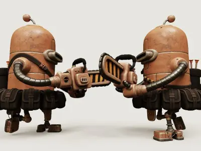 Robot War Rigged Low-poly 3D model