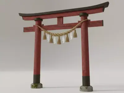 Realistic shrine torii gate 3D model