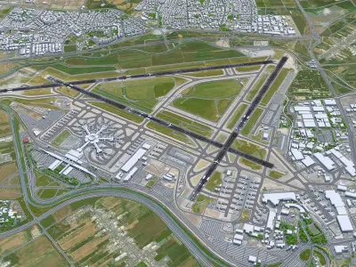 Ben Gurion Airport 10km Low-poly 3D model