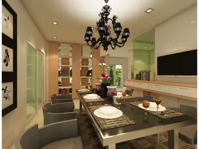 single house living 3D model