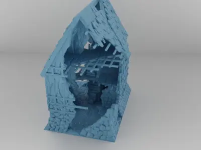Ruined House Tabletop Terrain 25 mm 3D print model