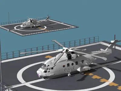  Transport Helicopter on Landing Pad 