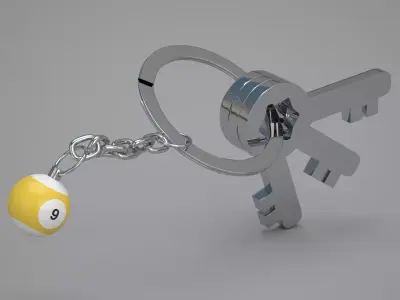 9 Snooker Ball with Keychain 3D model