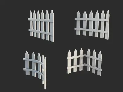 Cartoon Fence 1 3D model