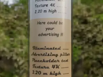 Modern Illuminated Advertising Pillar 3 Low-poly 3D model